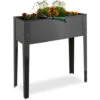 Relaxdays Aiuola Rialzata, Metallo, 4 Gambe, Fioriera, Vaso, Orto Da Giardino, H X L X P: 80,5 X 81,5 X 31 Cm, Grigio