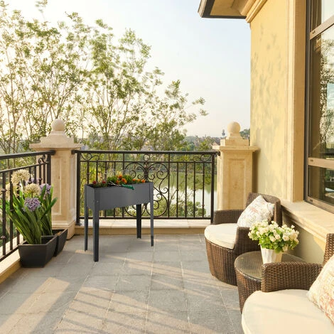 Relaxdays Aiuola Rialzata, Metallo, 4 Gambe, Fioriera, Vaso, Orto Da Giardino, H X L X P: 80,5 X 81,5 X 31 Cm, Grigio 5 Relaxdays Aiuola Rialzata, Metallo, 4 Gambe, Fioriera, Vaso, Orto Da Giardino, H X L X P: 80,5 X 81,5 X 31 Cm, Grigio - immagine 5