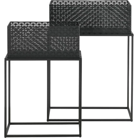 Set Di 2 Portavasi In Metallo Di Forma Rettangolare Supporto Per Piante Con Coprivaso In 2 Altezze E Misure Diverse - Nero 3 Set Di 2 Portavasi In Metallo Di Forma Rettangolare Supporto Per Piante Con Coprivaso In 2 Altezze E Misure Diverse - Nero - immagine 3