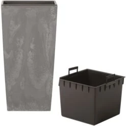 Vaso Di Fiori Prosperplast Urbi In Plastica Effetto Quadrato Alto 26,6 L CON Vasca Color Grigio Chiaro 50 (altezza) X 26,5 (larghezza) X 26,5 (profond -Vendite VIDAXL 33969423 5