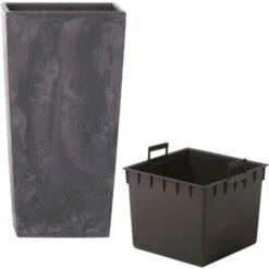Vaso Di Fiori Prosperplast Urbi In Plastica Effetto Quadrato Alto 26,6 L CON Vasca Color Antracite 50 (altezza) X 26,5 (larghezza) X 26,5 (profondità) -Vendite VIDAXL 33969430 5
