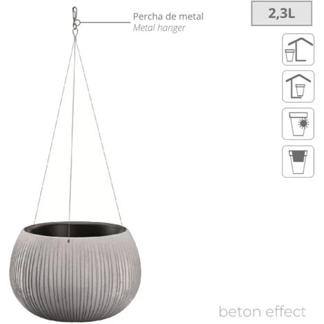 Prosperplast Bowl BETON WS CON Serbatoio In Colore Cemento 16,1 (altezza) X 23,8 (larghezza) X 23,8 (profondità) Cm 2 Prosperplast Bowl BETON WS CON Serbatoio In Colore Cemento 16,1 (altezza) X 23,8 (larghezza) X 23,8 (profondità) Cm - immagine 2