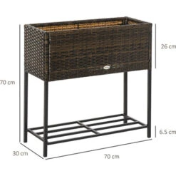 Outsunny Fioriera Per Interno Ed Interno Effetto Vimini Con Ripiano Marrone 70 X 30 X 72cm -Vendite VIDAXL 34132848 3