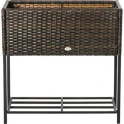 Outsunny Fioriera Per Interno Ed Interno Effetto Vimini Con Ripiano Marrone 70 X 30 X 72cm -Vendite VIDAXL 34132848 4