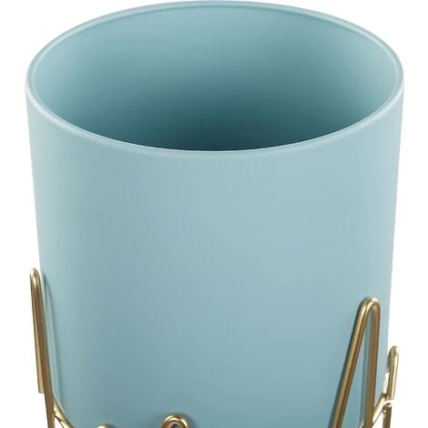 Vaso Per Fiori Moderno Con Piedistallo 19 X 19 X 39 Cm In Metallo Azzurro Kalandra 4 Vaso Per Fiori Moderno Con Piedistallo 19 X 19 X 39 Cm In Metallo Azzurro Kalandra - immagine 4