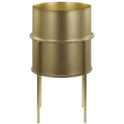 Vaso Per Fiori Moderno Con Piedistallo 15 X 15 X 28 Cm In Metallo Oro Milea