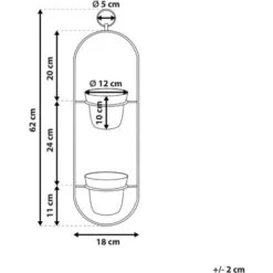 Fioriera Sospesa Moderna Con 2 Vasi In Metallo Nero 18 X 12 X 62 Cm Agios -Vendite VIDAXL 34932331 3