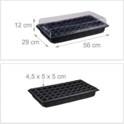 Relaxdays Semenzaio, Kit 3 Vaschette, Mini Serra Per Germinazione Su Balcone, Finestra, 50 Celle, HLP: 12x56x29 Cm, Nero -Vendite VIDAXL 36491761 4