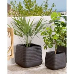 Moderno Vaso Per Fiori Quadrato 38 X 38 X 37 Cm Nero Parikia -Vendite VIDAXL 36943738 2