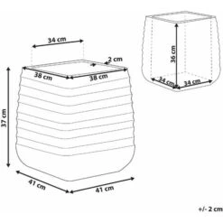 Moderno Vaso Per Fiori Quadrato 38 X 38 X 37 Cm Bianco Sporco Parikia -Vendite VIDAXL 36943743 3
