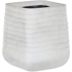 Moderno Vaso Per Fiori Quadrato 38 X 38 X 37 Cm Bianco Sporco Parikia -Vendite VIDAXL 36943743 4