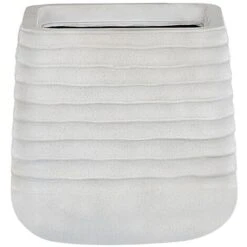 Moderno Vaso Per Fiori Quadrato 28 X 28 X 27 Cm Bianco Sporco Parikia