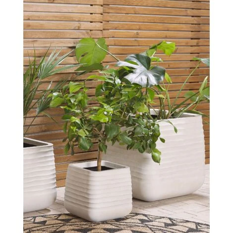 Moderno Vaso Per Fiori Quadrato 28 X 28 X 27 Cm Bianco Sporco Parikia 2 Moderno Vaso Per Fiori Quadrato 28 X 28 X 27 Cm Bianco Sporco Parikia - immagine 2