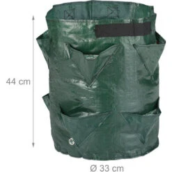 Relaxdays Sacco Per Fragole, Set Da 3, Coltivazione Di Piante, Con Fori Sul Fondo, 2 Manici, HxD: 44x33 Cm, Verde Scuro -Vendite VIDAXL 41821296 4