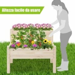 GOPLUS Orto Urbano Pensile Tavolo Porta Piante Per Giardino, Fioriera In Legno, Scomparto, Aiuola A Cassetta Da Balcone Per Erbe Aromatiche, 85 X 86 X 72,5 Cm, Naturale -Vendite VIDAXL 43538673 4