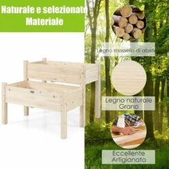 GOPLUS Orto Urbano Pensile Tavolo Porta Piante Per Giardino, Fioriera In Legno, Scomparto, Aiuola A Cassetta Da Balcone Per Erbe Aromatiche, 85 X 86 X 72,5 Cm, Naturale -Vendite VIDAXL 43538673 5
