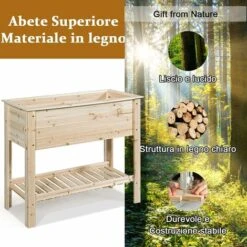 Orto Urbano Rialzato Per Piante, Fioriera In Legno, Aiuola Rialzata Letto Giardinaggio, Lettino Da Giardino Porta Piante Da Esterno, Con Un Ripiano Espandibile, Naturale (92 X 41 X 81 Cm) -Vendite VIDAXL 43548114 4