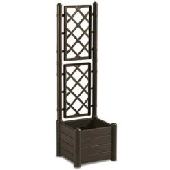 Fioriera Italia Stefanplast Quadra Con Spalliera Colore Marrone