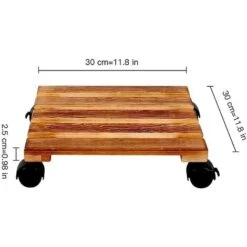 2 Pezzi Fioriera In Legno Naturale Mobile Per Piante, Supporto Per Vasi E Piante Rolling Con Bloccaggio Ruote Per Interni O Esterni,Quadrato 30 Cm -Vendite VIDAXL 46140922 4