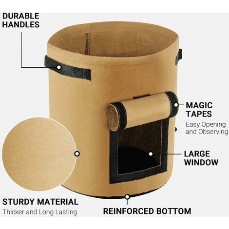 Kueatily Sacco Per Piante, Sacchi Per Piantare In Tessuto Non Tessuto Con Manici, Vasi Traspiranti E Durevoli Per Patate, Fragole, Fiori E Verdure Da Giardino, Confezione Da 3 2 Kueatily Sacco Per Piante, Sacchi Per Piantare In Tessuto Non Tessuto Con Manici, Vasi Traspiranti E Durevoli Per Patate, Fragole, Fiori E Verdure Da Giardino, Confezione Da 3 - immagine 2