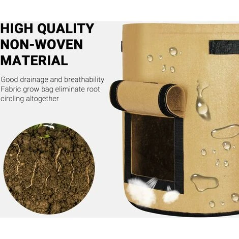 Kueatily Sacco Per Piante, Sacchi Per Piantare In Tessuto Non Tessuto Con Manici, Vasi Traspiranti E Durevoli Per Patate, Fragole, Fiori E Verdure Da Giardino, Confezione Da 3 4 Kueatily Sacco Per Piante, Sacchi Per Piantare In Tessuto Non Tessuto Con Manici, Vasi Traspiranti E Durevoli Per Patate, Fragole, Fiori E Verdure Da Giardino, Confezione Da 3 - immagine 4