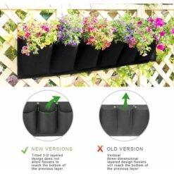 Kueatily Borsa Per Piantare Verticale, Borsa Per Piante Da Giardino Fioriera Da Appendere A Parete Vaso Da Appendere Per Balcone Interno Esterno Fiore 6 Tasche (Nero) -Vendite VIDAXL 47437756 4