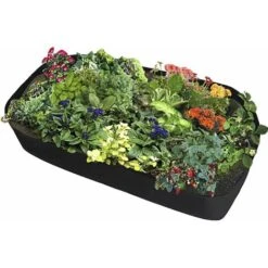 Kueatily Fioriera Per Letto Rialzata Rettangolare In Tessuto Traspirante - Borsa Per Piantare Resistente Per Fiori E Verdure - 0,9 M (L) X 1,8 M (L) - Nero