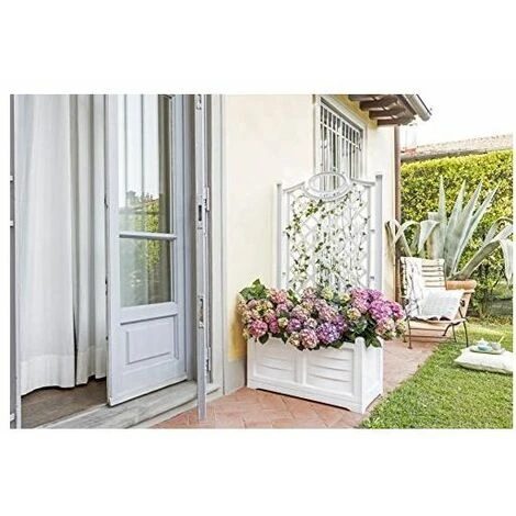 Bama Fioriera Separè Con Spalliera 80x42,5x150H Bianca 3 Bama Fioriera Separè Con Spalliera 80x42,5x150H Bianca - immagine 3