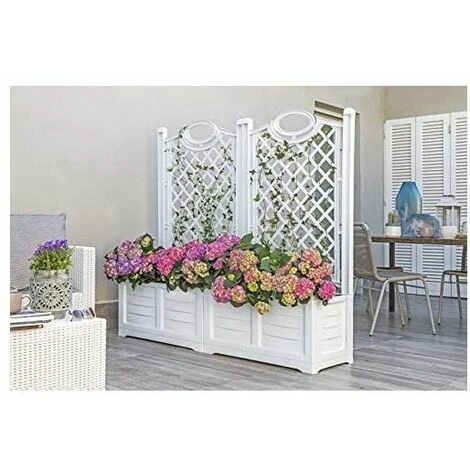 Bama Fioriera Separè Con Spalliera 80x42,5x150H Bianca 4 Bama Fioriera Separè Con Spalliera 80x42,5x150H Bianca - immagine 4