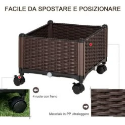 Outsunny Fioriera Da Esterno In Plastica Con 4 Ruote E Disco Auto-Irrigante, 40x40x31.5cm -Vendite VIDAXL 51030454 4