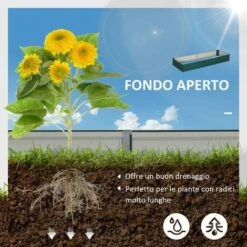 Outsunny Letto Per Orto Rialzato In Metallo Da Esterno, Portapiante Per Fiori Ed Erbe, 241x90,5x30cm -Vendite VIDAXL 51074305 4