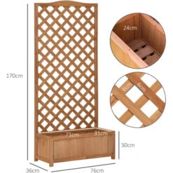 Outsunny Fioriera Verticale Da Esterno Con Traliccio Per Piante Rampicanti In Legno, 76x36x170cm -Vendite VIDAXL 51074312 3