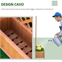 Outsunny Fioriera Verticale Da Esterno Con Traliccio Per Piante Rampicanti In Legno, 76x36x170cm -Vendite VIDAXL 51074312 4