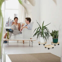 Relaxdays Carrello Portavasi Set Da 3, Quadrato In Legno, Fino A 30 Kg, Per Tutti I Pavimenti, Beige -Vendite VIDAXL 51969688 5