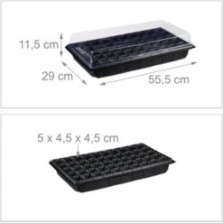 4x Mini Serra Da Interni 50 Piante Ciascuna, Con Coperchio, Mini Semenzaio, Balcone, Per Germinazione 5 X 55,5 Cm, Nero -Vendite VIDAXL 51975510 4