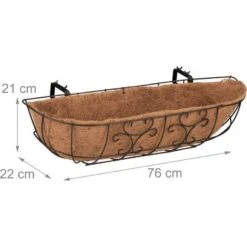Relaxdays Vasi Sospesi, Set Da 3 Portavasi Da Appendere Alla Ringhiera, 21 X 76 X 22 Cm, Ferro E Fibra Di Cocco, Marrone -Vendite VIDAXL 51982068 4