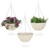 Relaxdays Vasi Sospesi Per Piante, Set 3 Portavasi In Rattan Con Rivestimento, Fatti A Mano, HxD: 15 X 30 Cm, Naturale