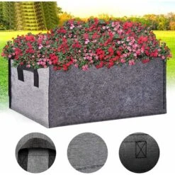 Grow Bag, Set Di 3 Grow Bag Rettangolari In Tessuto Non Tessuto Nero Con Manico, Grow Bags Per Interni Ed Esterni Vaso Per Fiori E Frutta (40 X 30 X 20 Cm) -Vendite VIDAXL 52010462 3