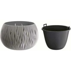 Fioriera Vaso Decorativo Design Moderno Fiori Piante Casa Esterno 29cm Grigio