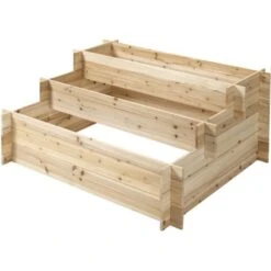 Outsunny Fioriera In Legno Di Abete A 3 Livelli, Cassetta Per Orto Rialzato Da Esterno, 120x100x54cm