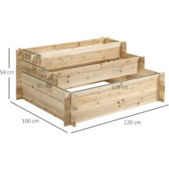 Outsunny Fioriera In Legno Di Abete A 3 Livelli, Cassetta Per Orto Rialzato Da Esterno, 120x100x54cm -Vendite VIDAXL 53517141 3
