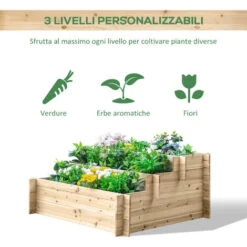 Outsunny Fioriera In Legno Di Abete A 3 Livelli, Cassetta Per Orto Rialzato Da Esterno, 120x100x54cm -Vendite VIDAXL 53517141 5