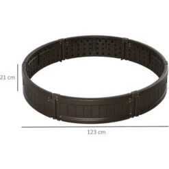 Outsunny Letto Per Orto Rialzato In HDPE, Fioriera Da Esterno Rotonda, Φ123x21cm, Marrone -Vendite VIDAXL 53540574 3