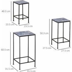 Outsunny Portapiante Floreale Di Metallo Con Superficie In Piastrelle Di Ceramica 3 Unità Per Giardino E Balcone, Blu E Nero 7 Outsunny Portapiante Floreale Di Metallo Con Superficie In Piastrelle Di Ceramica 3 Unità Per Giardino E Balcone, Blu E Nero -Vendite VIDAXL 53540591 3