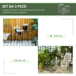 Outsunny Portapiante Floreale Di Metallo Con Superficie In Piastrelle Di Ceramica 3 Unità Per Giardino E Balcone, Blu E Nero 8 Outsunny Portapiante Floreale Di Metallo Con Superficie In Piastrelle Di Ceramica 3 Unità Per Giardino E Balcone, Blu E Nero -Vendite VIDAXL 53540591 4