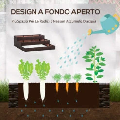 Outsunny Orto Rialzato A 3 Livelli In Rattan Sintetico Senza Fondo Per Piante E Verdure, 120x120x40cm, Grigio -Vendite VIDAXL 53540721 4