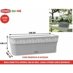 BALCONETTA OPERA CM.50 DEC. GAIA STONE GREY/BIANCO