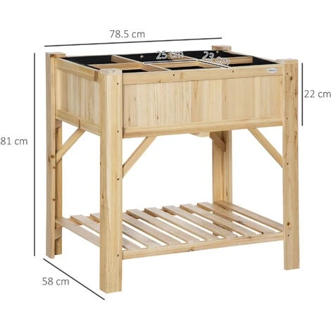 Outsunny Letto Per Orto Rialzato Con 6 Scomparti In Legno Di Abete, 78.5x58x81cm 3 Outsunny Letto Per Orto Rialzato Con 6 Scomparti In Legno Di Abete, 78.5x58x81cm - immagine 3