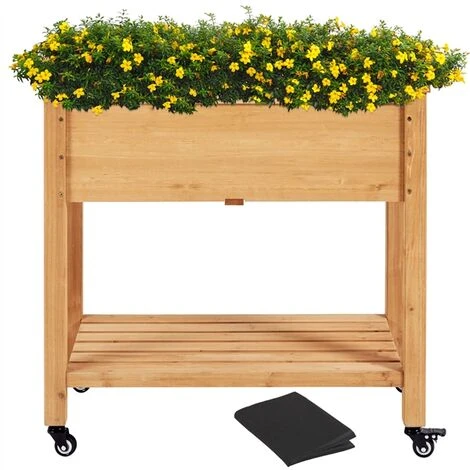 Yaheetech Fioriera/Aiuola Rialzata Da Esterno Balcone Orto Letto Rialzato Da Giardino Per Piante In Legno Abete Naturale Con Ruote Ripiano 87 X 47 X 83,5 Cm 1 Yaheetech Fioriera/Aiuola Rialzata Da Esterno Balcone Orto Letto Rialzato Da Giardino Per Piante In Legno Abete Naturale Con Ruote Ripiano 87 X 47 X 83,5 Cm