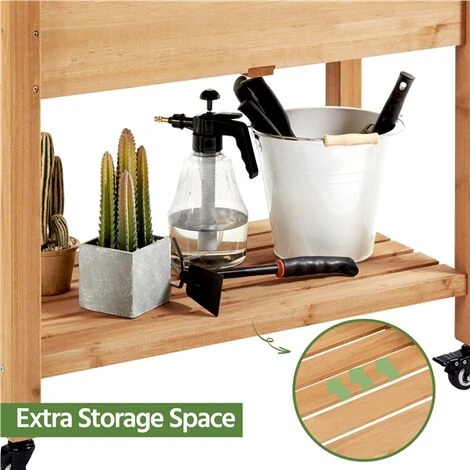 Yaheetech Fioriera/Aiuola Rialzata Da Esterno Balcone Orto Letto Rialzato Da Giardino Per Piante In Legno Abete Naturale Con Ruote Ripiano 87 X 47 X 83,5 Cm 4 Yaheetech Fioriera/Aiuola Rialzata Da Esterno Balcone Orto Letto Rialzato Da Giardino Per Piante In Legno Abete Naturale Con Ruote Ripiano 87 X 47 X 83,5 Cm - immagine 4